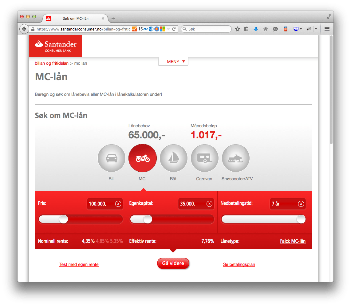 Santander kalkulator
