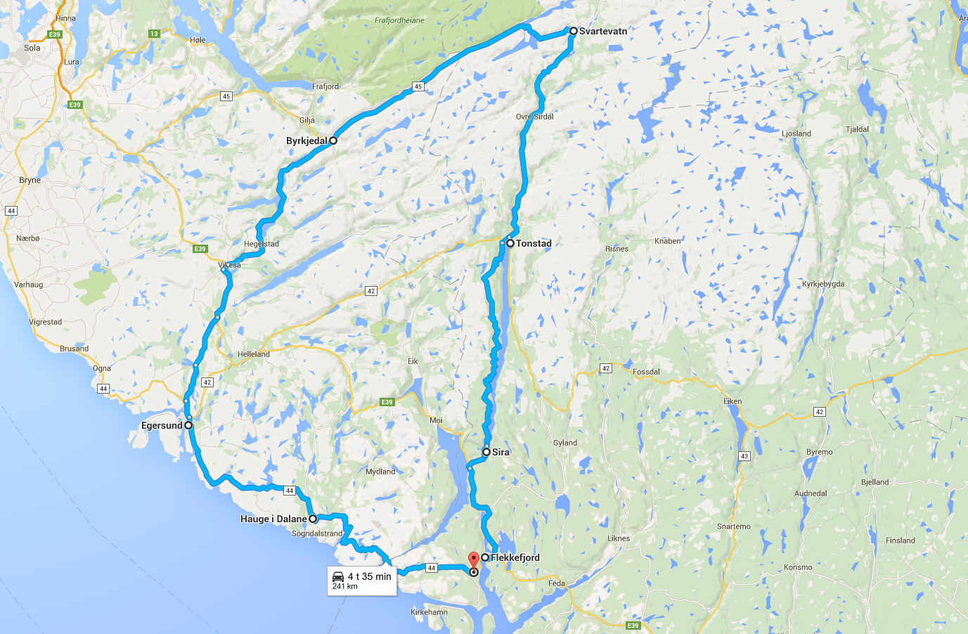 Tur 3- Flekkefjord-Tonstad Byrkjedal-Egersund-Flekkefjord